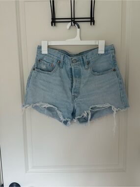 Levi’s 501 Light Wash Frayed Denim Shorts